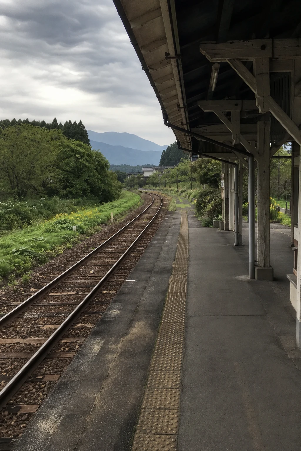 Rural train station platform