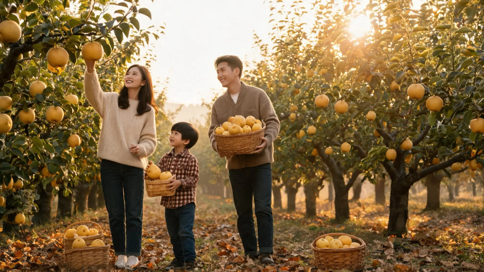 Autumn pear orchard picking experience