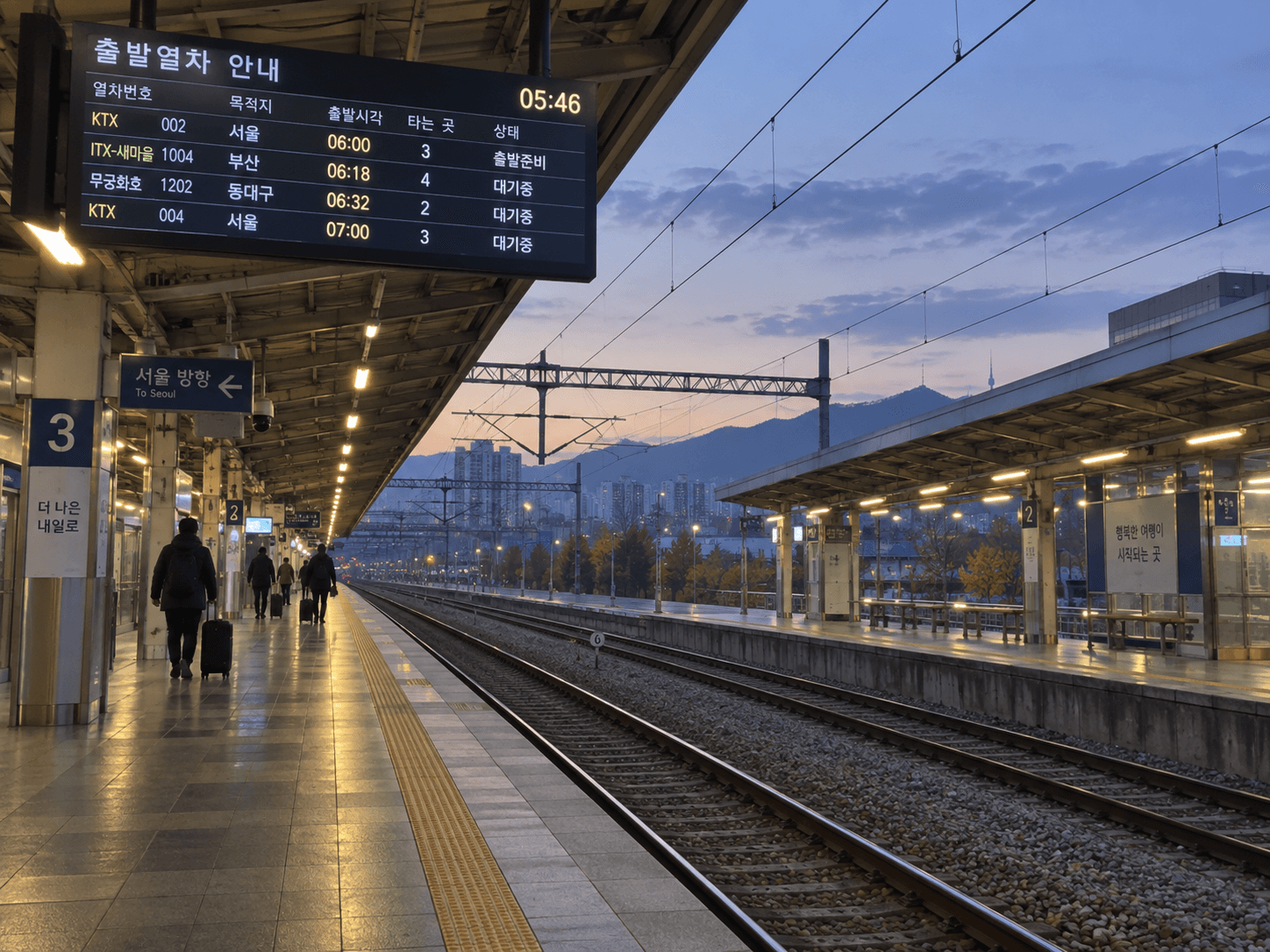 Example image of the mood on an early-morning station platform