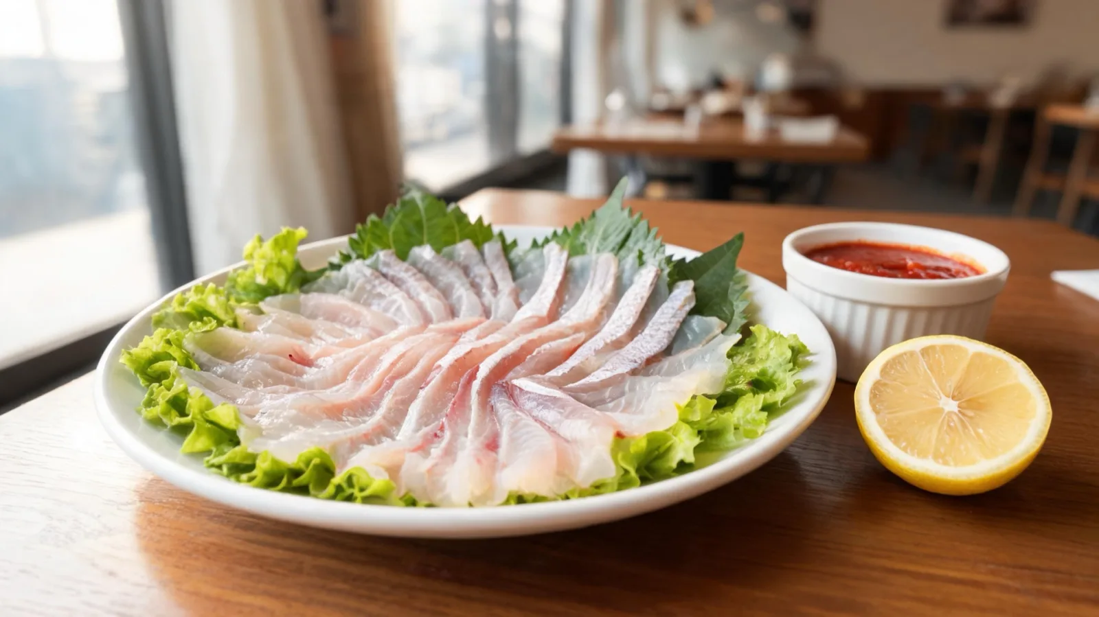 Eul fish sashimi, sliced with the bones