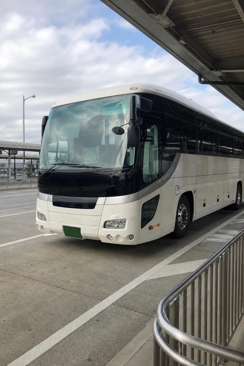 Intercity coach at a terminal