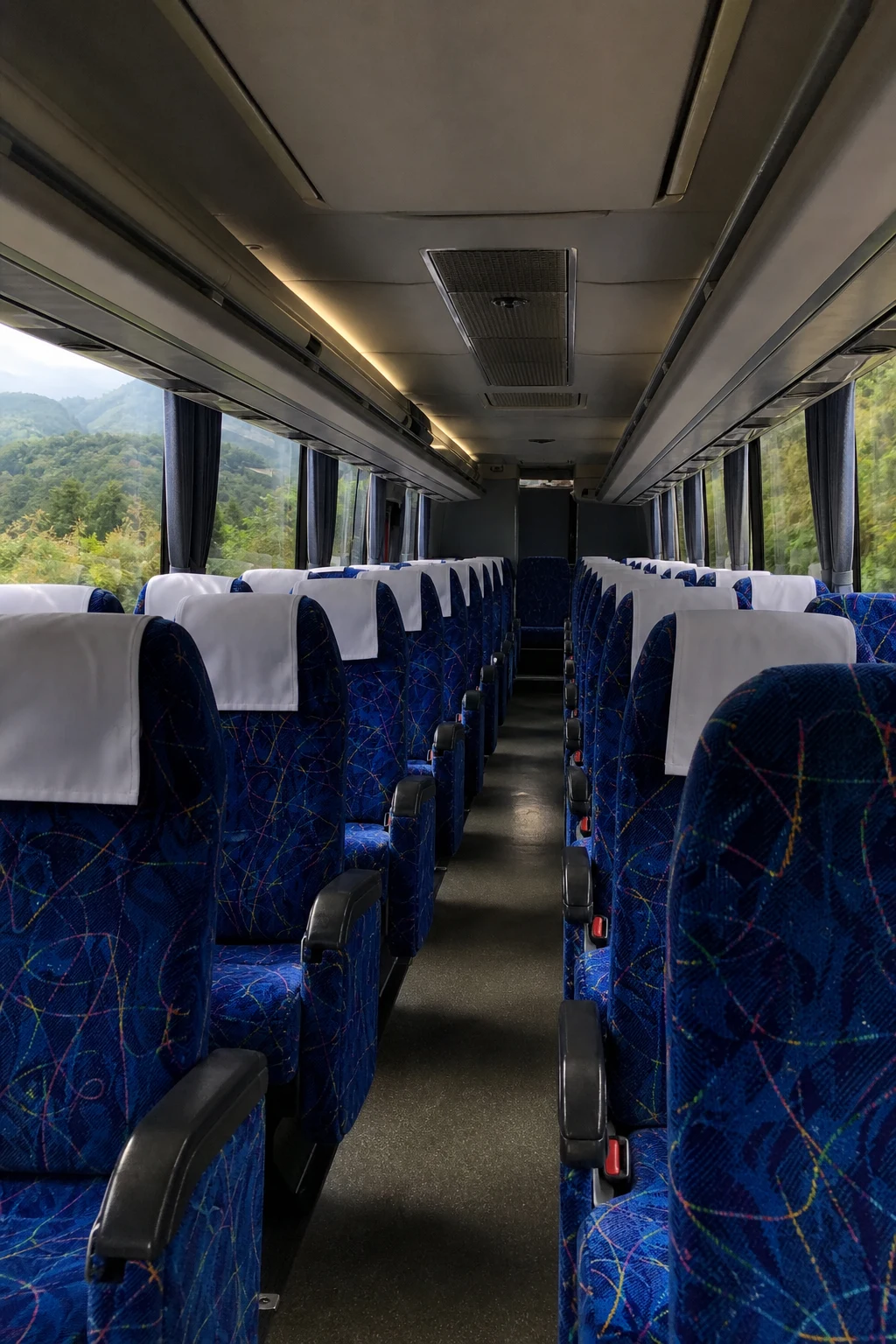 Unoccupied intercity coach seats