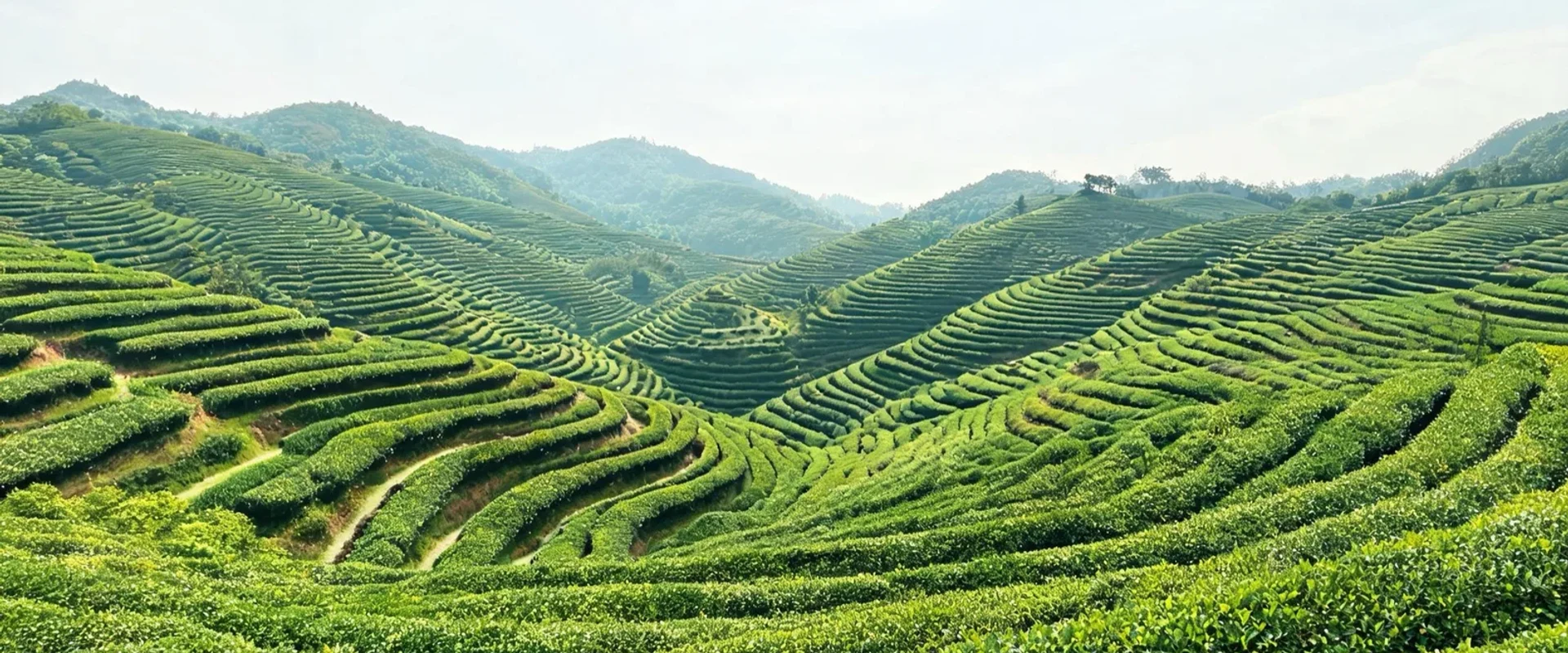 寶城山坡上層層延伸的翠綠茶園