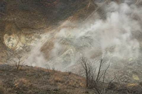 Steaming volcanic valley of Owakudani