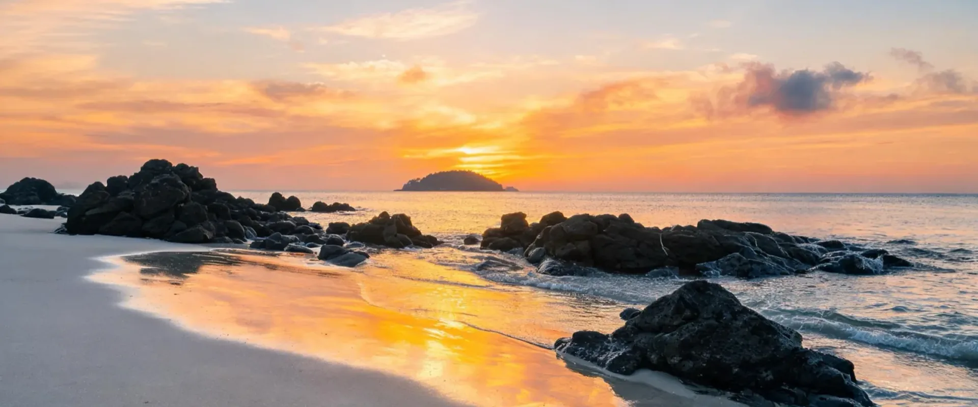 濟州玄武岩海岸秋季夕陽示意圖