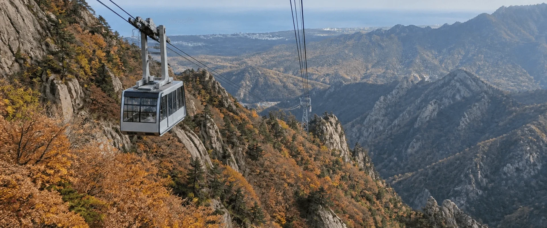 Example image of the Seorak ridge in autumn color and the cable car