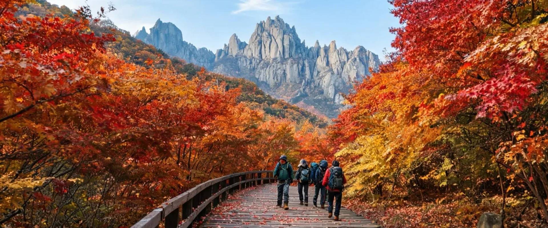 Autumn mountain-and-valley scene evoking Seoraksan