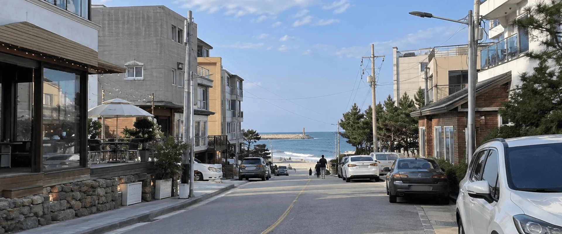 Illustrative coastal lodging scene for a Sokcho stay