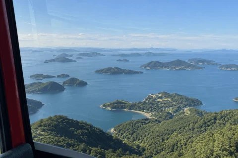 Example scene of the Hallyeosudo islands seen from the Mireuksan cable car