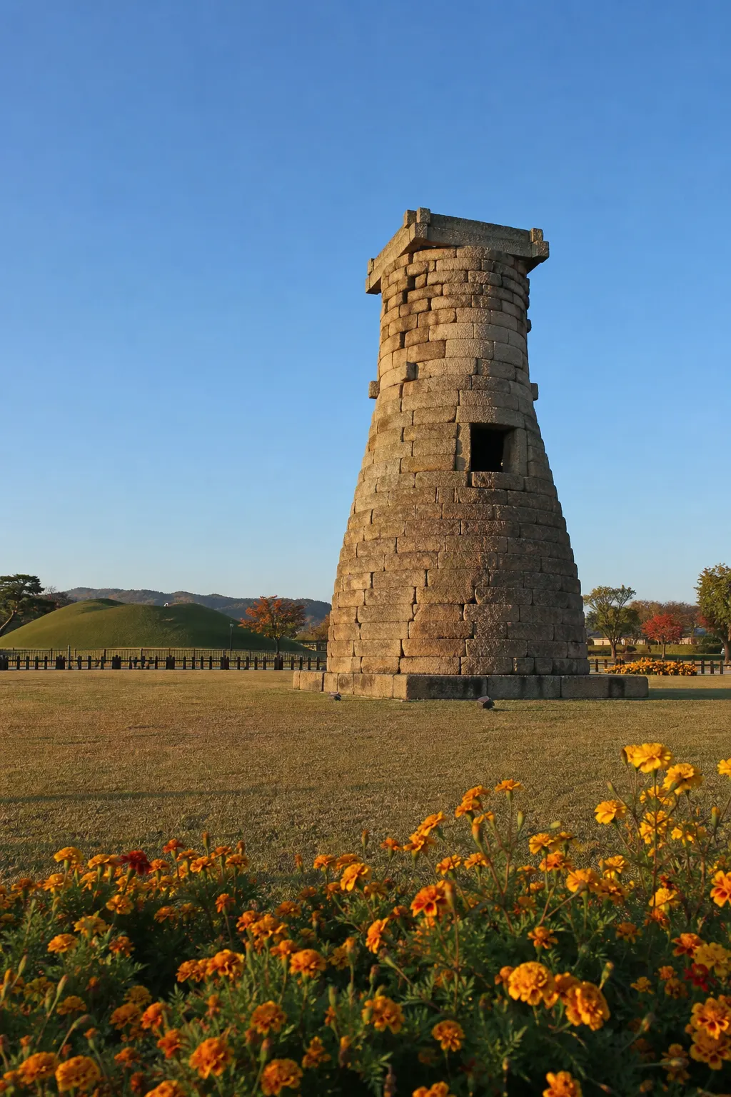 Cheomseongdae in a Gyeongju heritage landscape