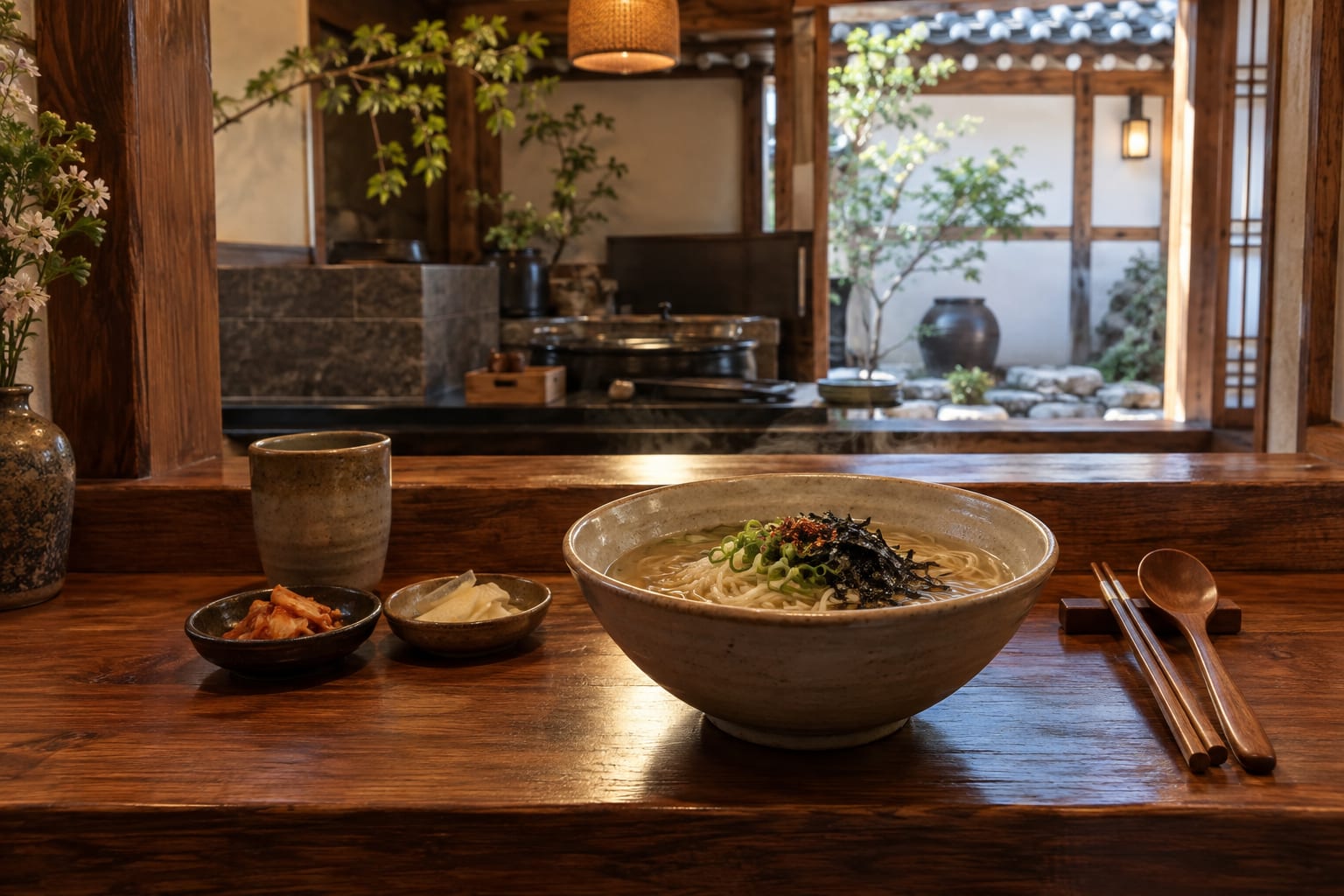 A hanok street atmosphere for choosing a solo-dining option and backup in Hwangnidan-gil