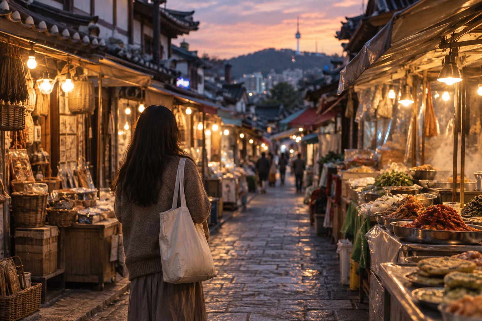 A traditional market atmosphere for checking the night market and planning the return route
