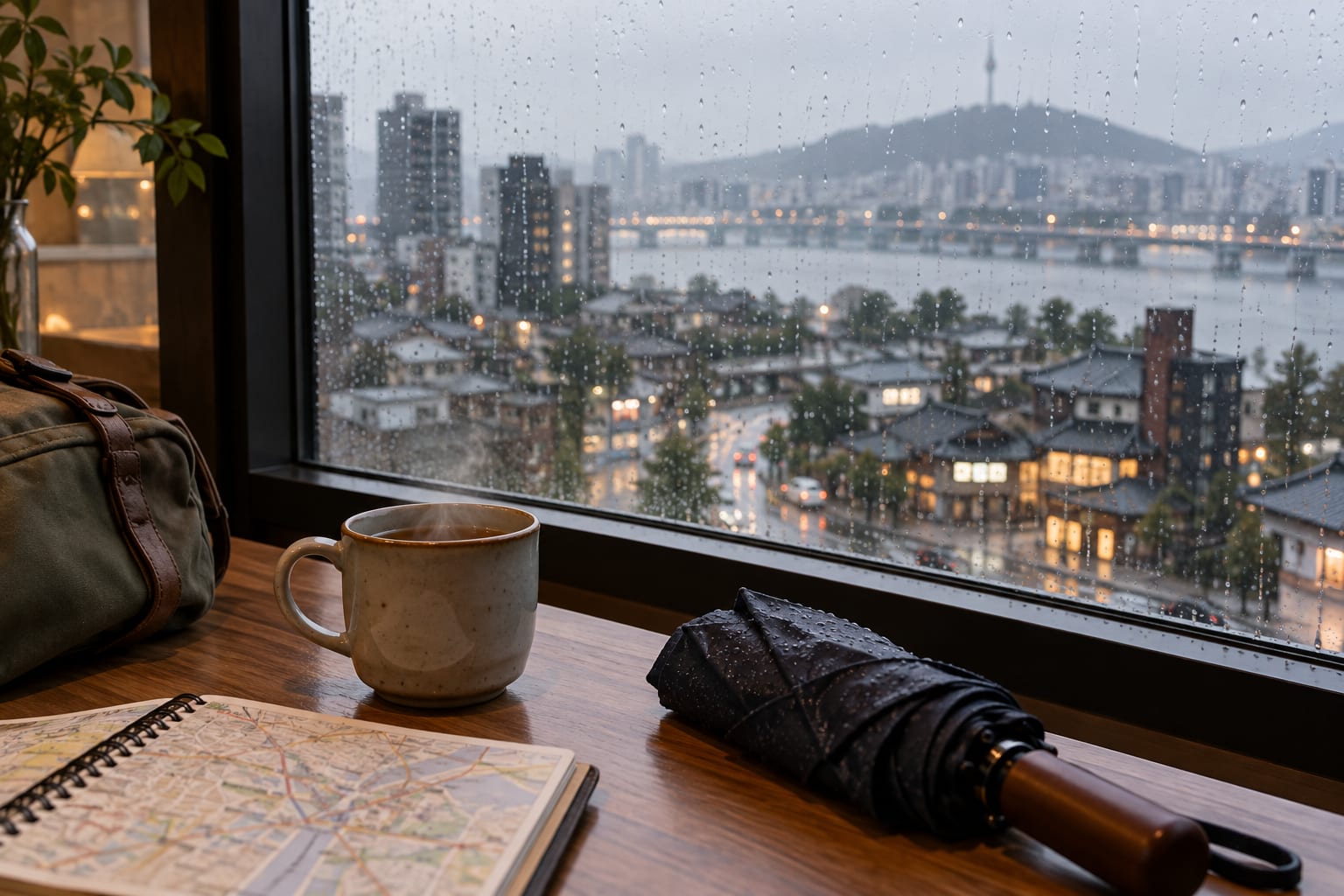 A planning scene for adding one outdoor Gyeongju stop when rain eases