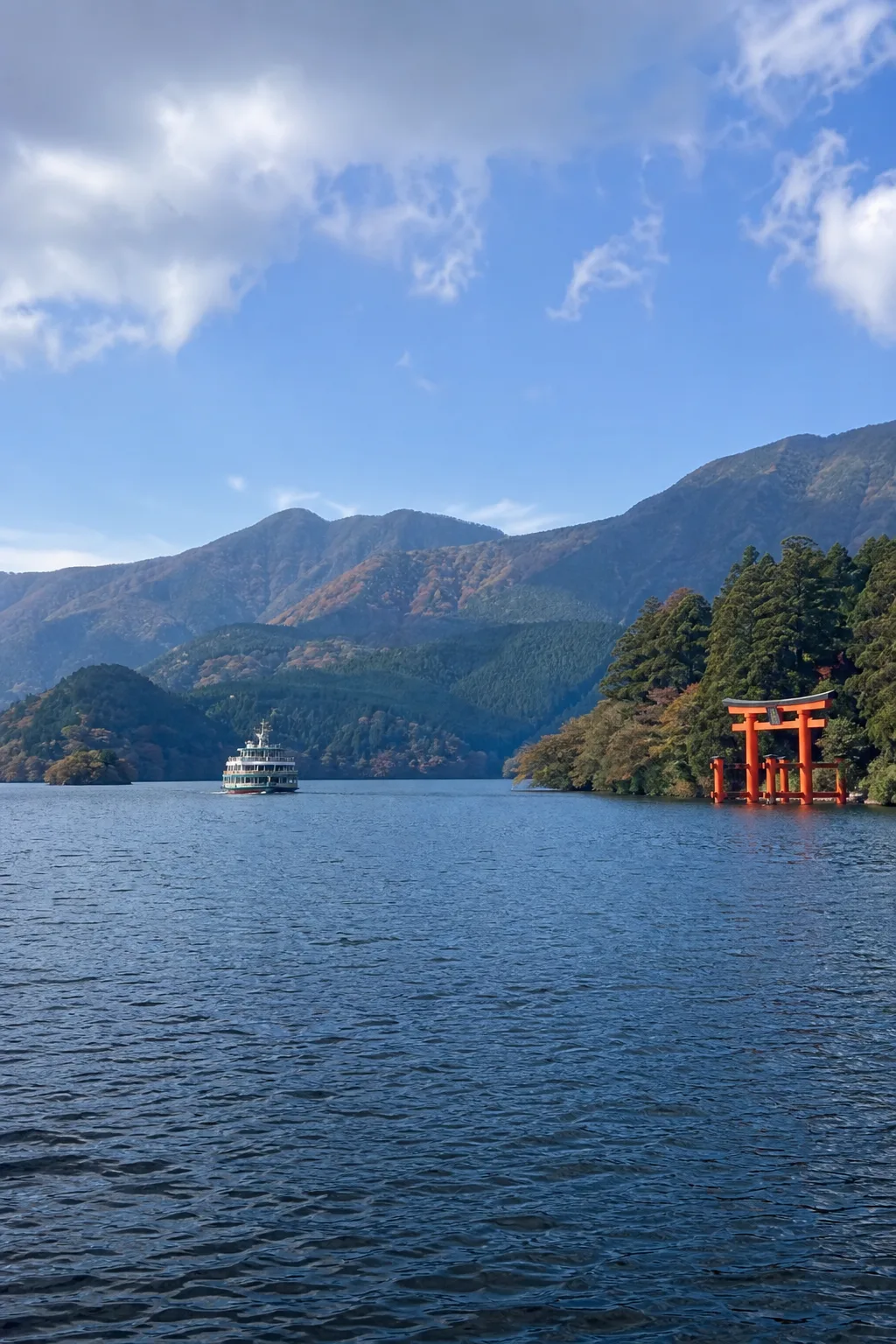 Sightseeing pirate ship crossing Lake Ashi