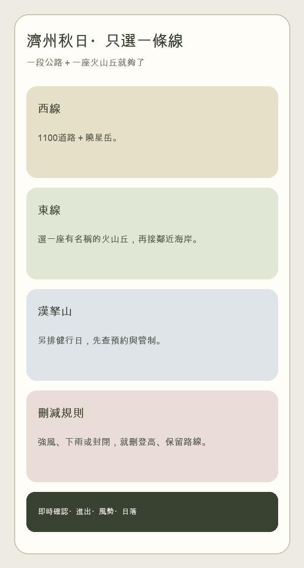 濟州秋日路線選擇圖