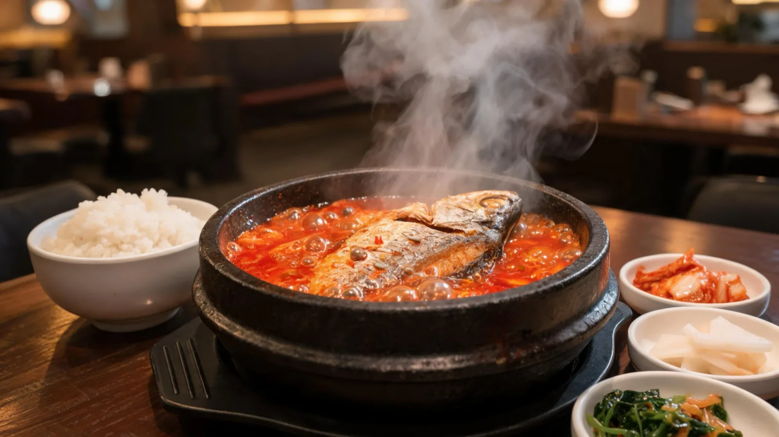 Jeju braised hairtail bubbling in an earthen pot