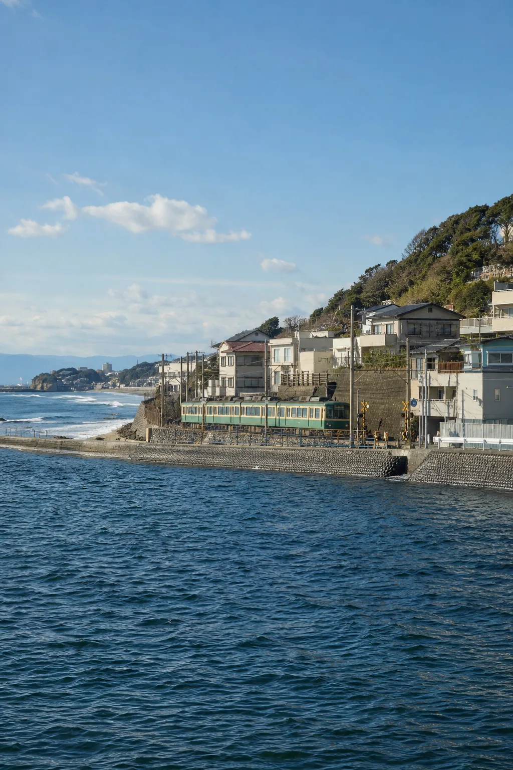 海岸鐵軌與建築示意圖
