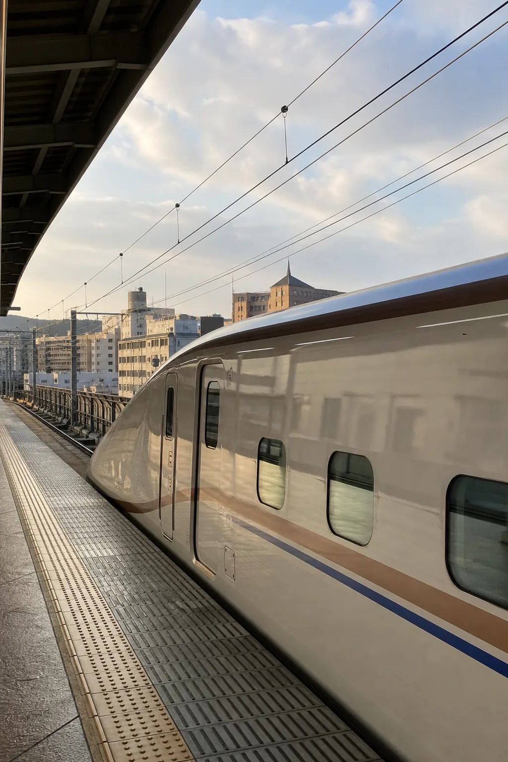 High-speed train stopped at a station platform
