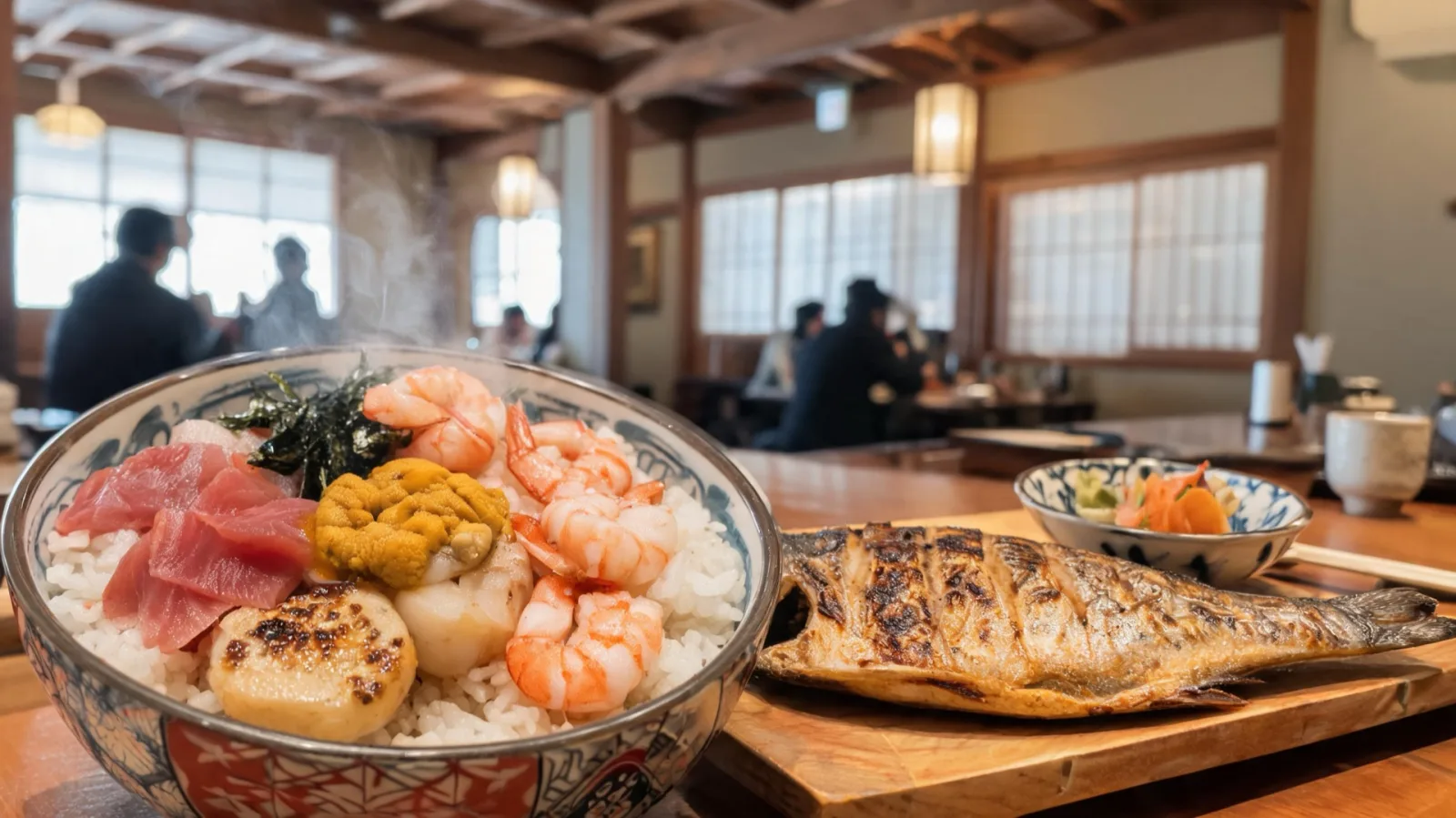 Kanazawa seafood bowl and nodoguro dishes