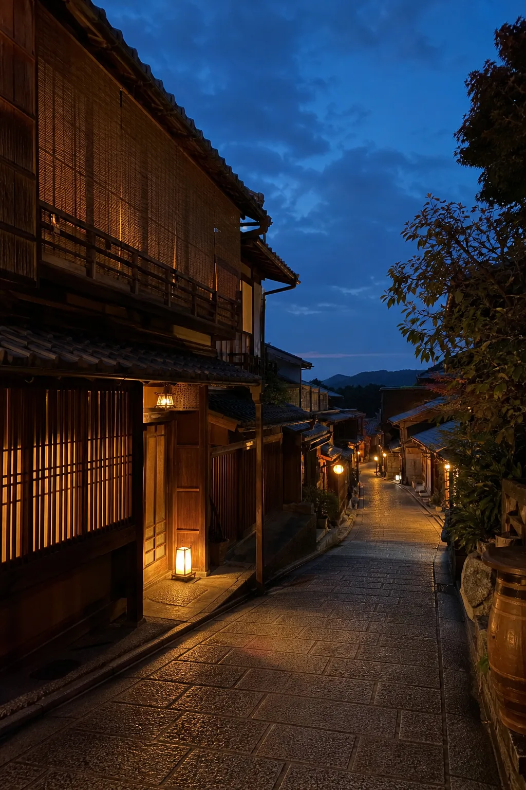 Illustrative evening street scene in Gion; private-property and photography rules vary by location