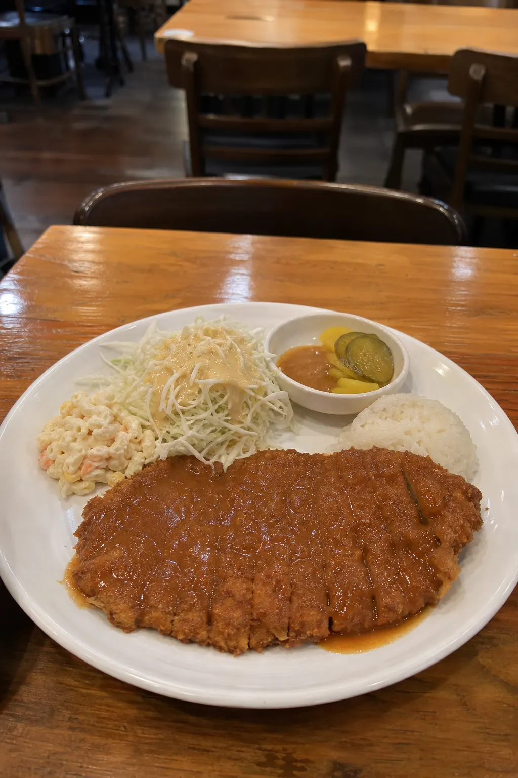 A Korean donkatsu plate atmosphere
