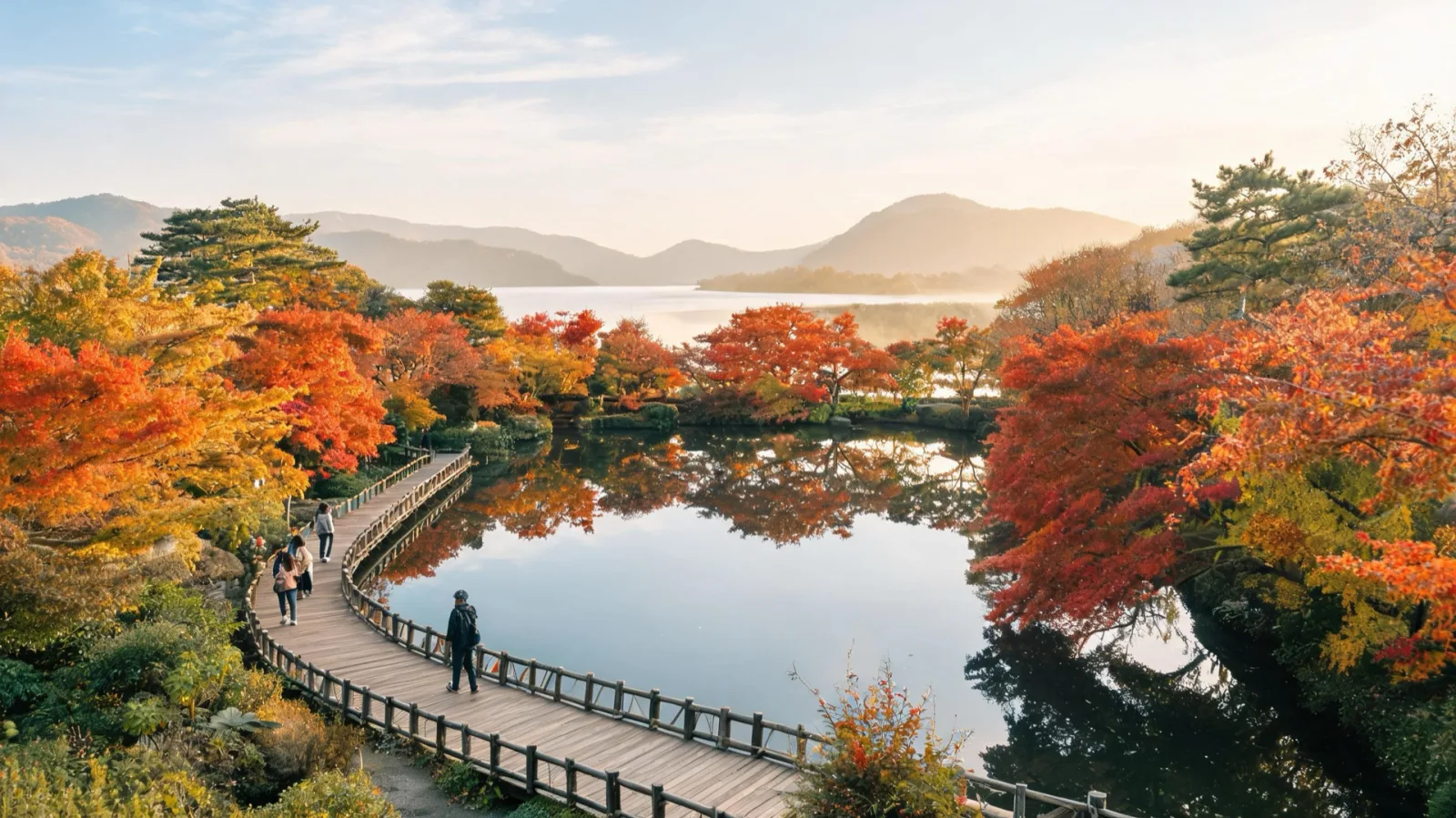 The autumn garden where Cheongpung Lake and autumn foliage blend at the Garden of Morning Calm