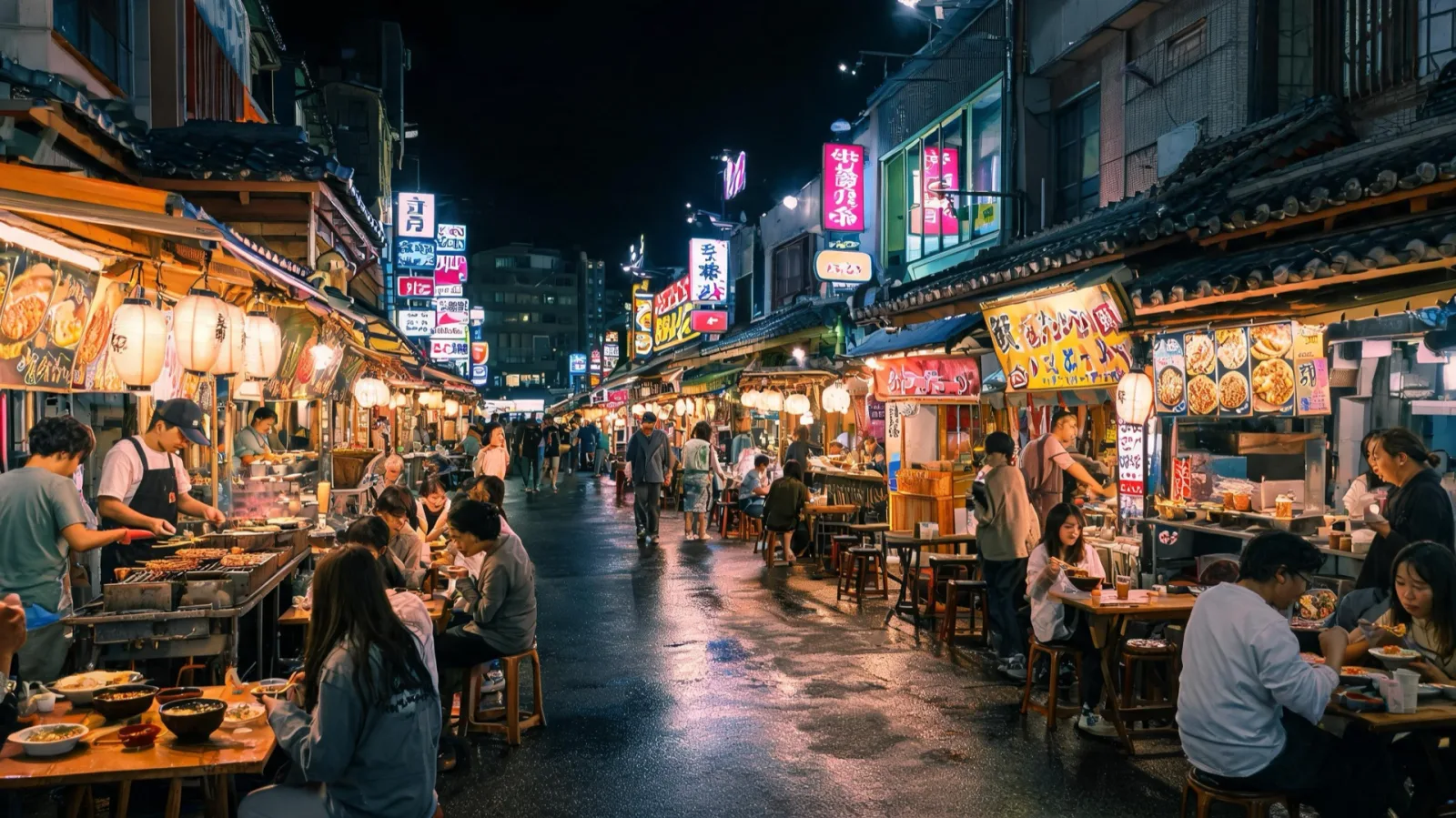 Nightlife and food alleys on Kokusai Street in Naha