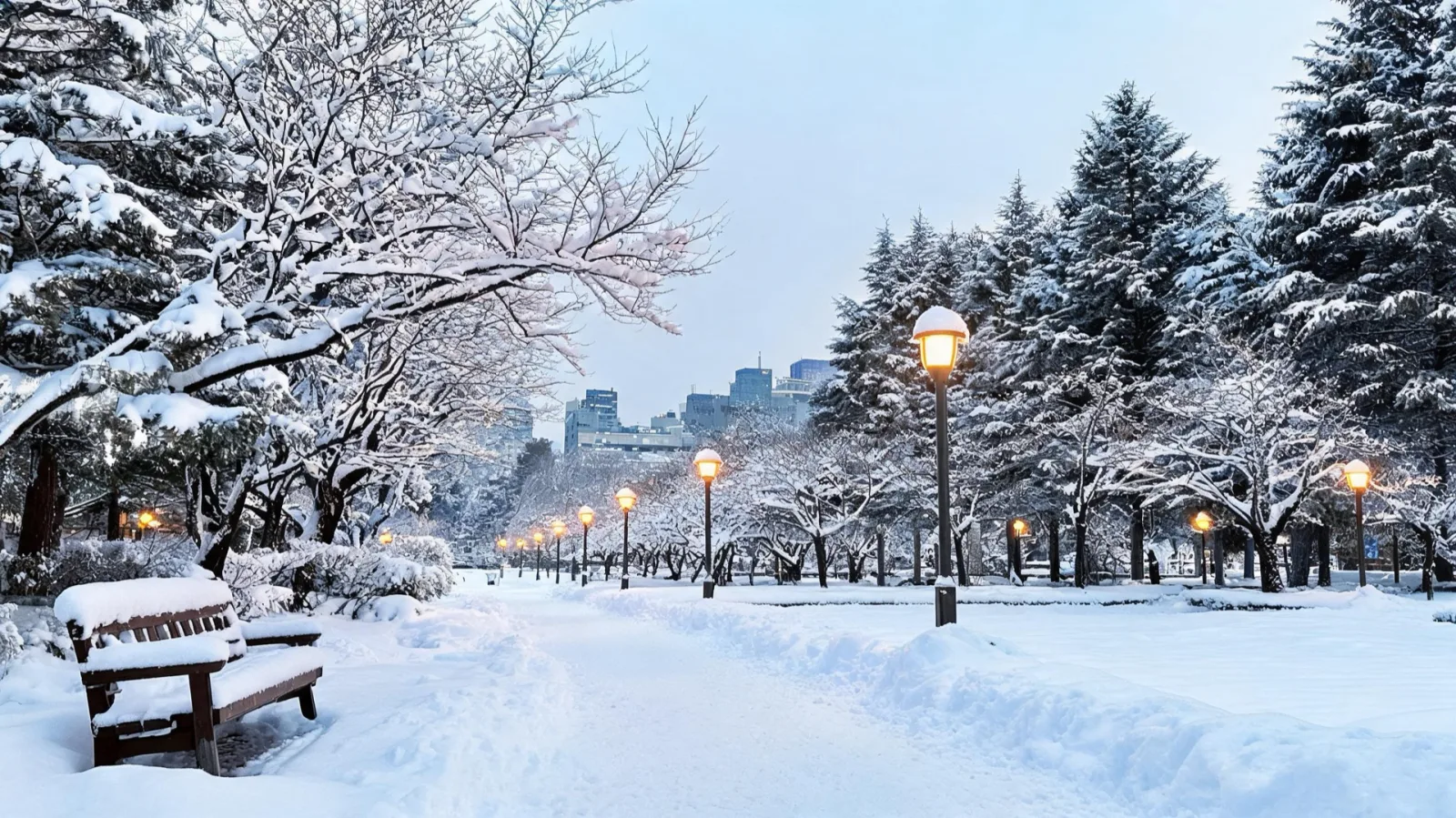 Winter snowscape at Sapporo's Odori Park