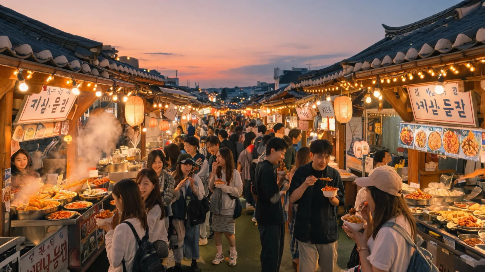 The traditional market food alley at Sokcho Central Market