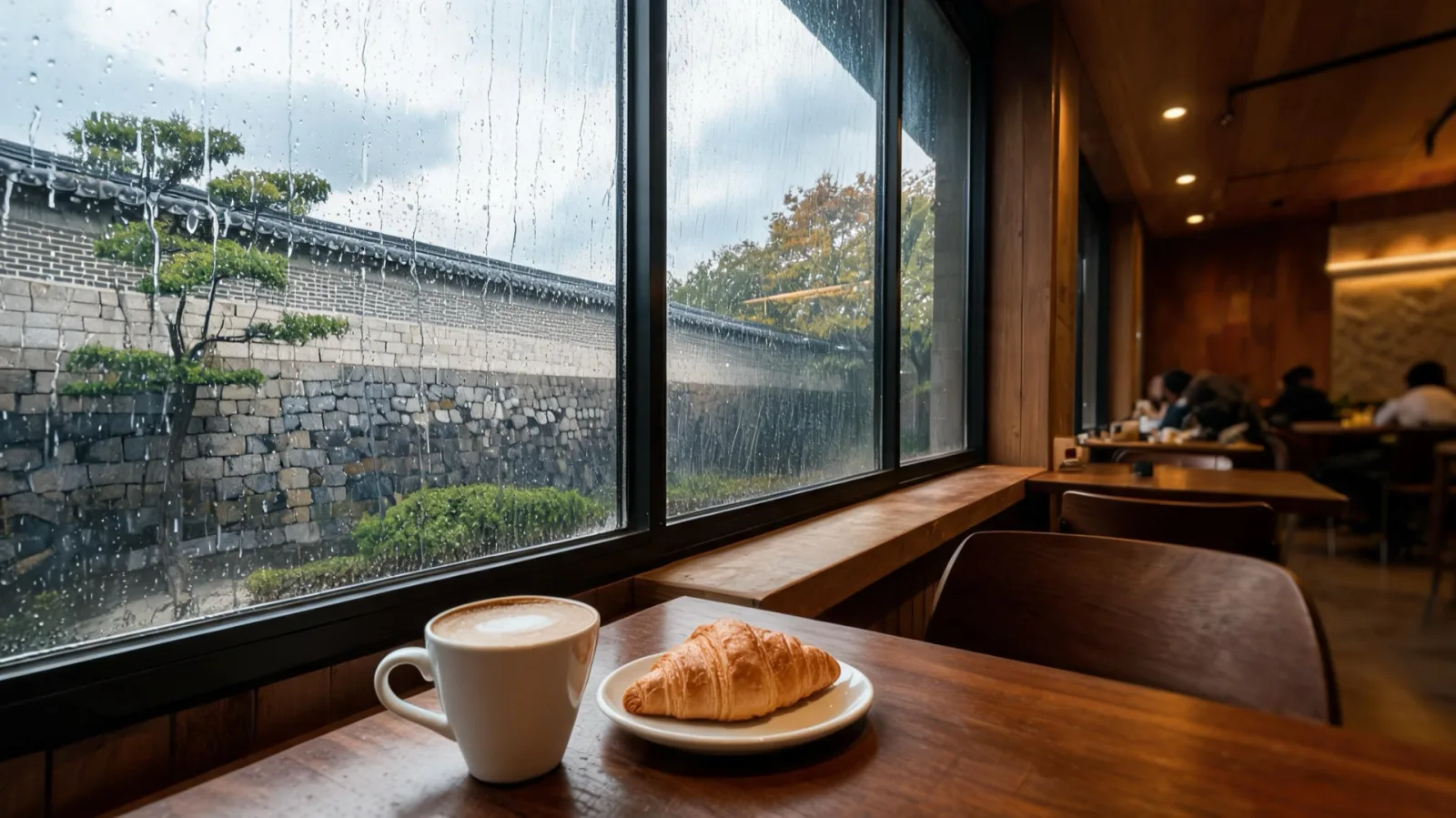 The cozy interior of a Jeongdong-gil café