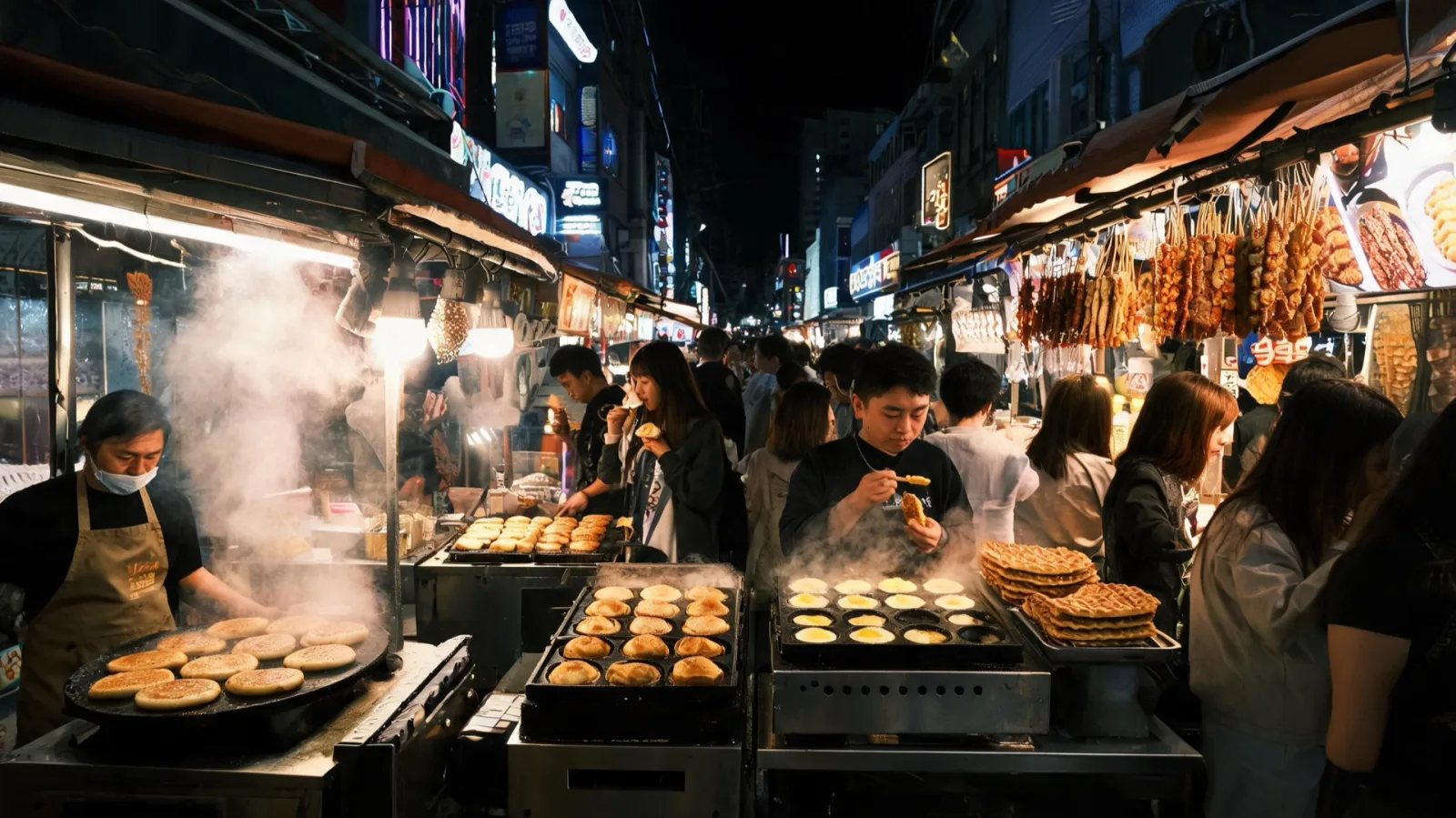 夜間街頭小吃景象