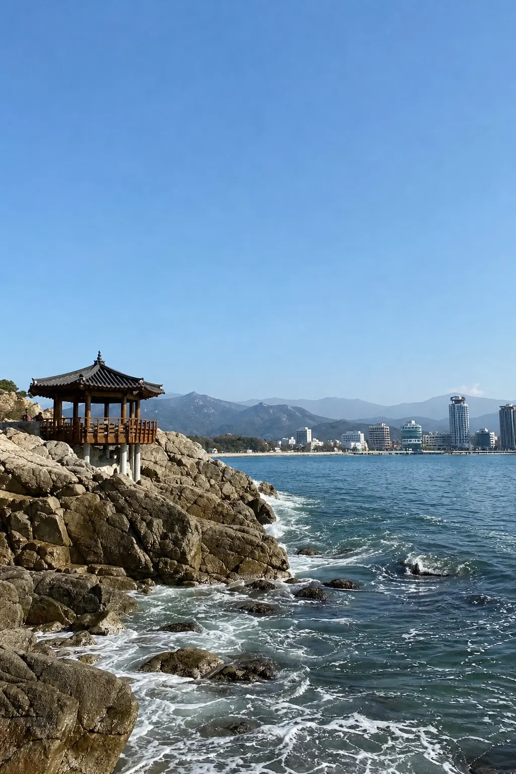 束草海岸與迎琴亭一帶的城市景色