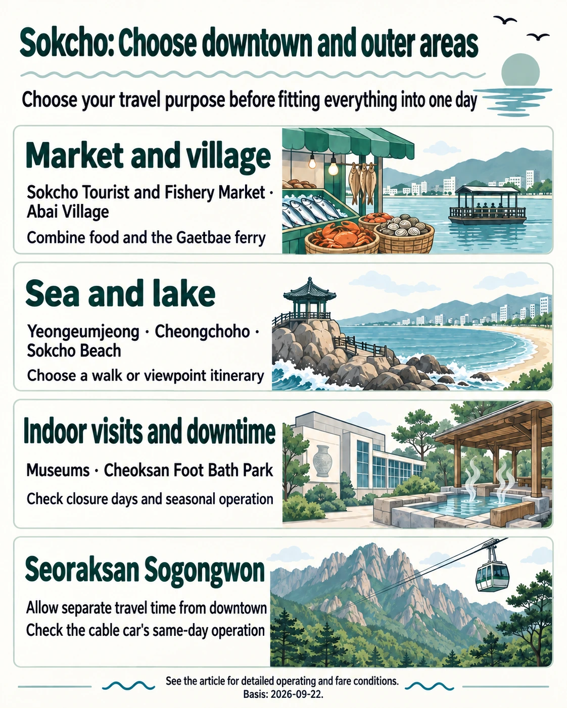 English decision guide for choosing Sokcho downtown and outer areas