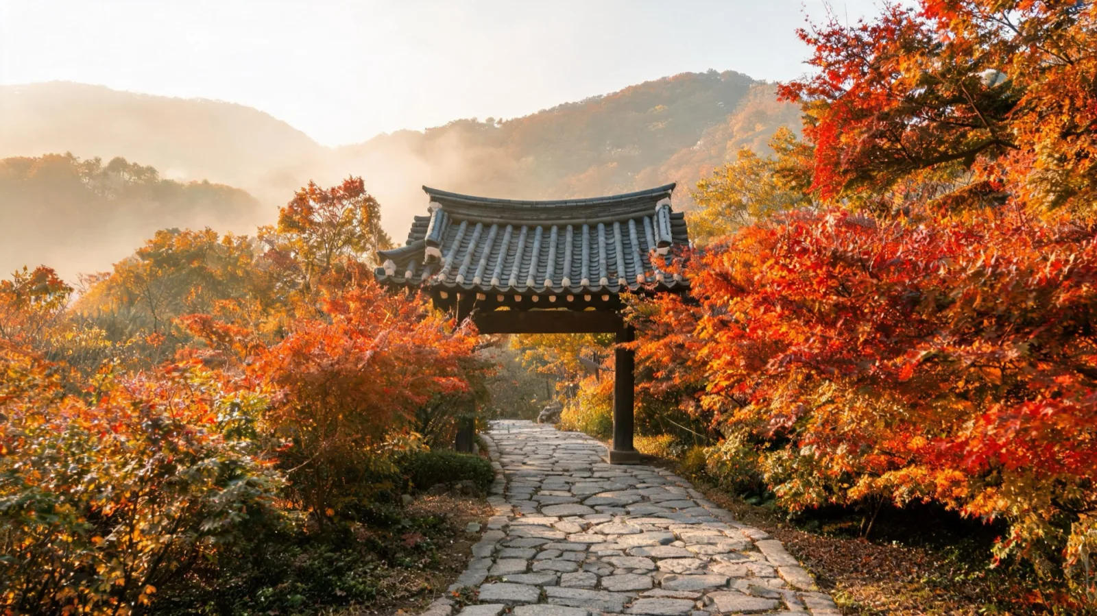 Soyosan autumn trekking — a hiking trail dyed in autumn colors and the temple's Iljumun gate