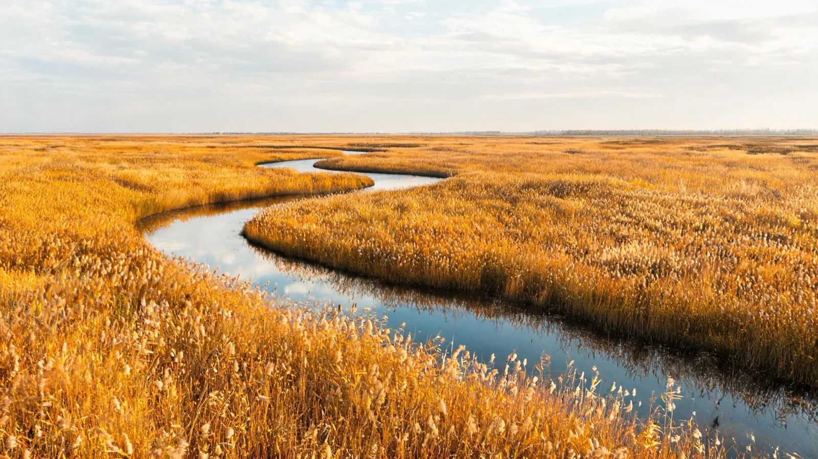 AI-generated travel image representing Suncheon Bay reeds and tidal channels