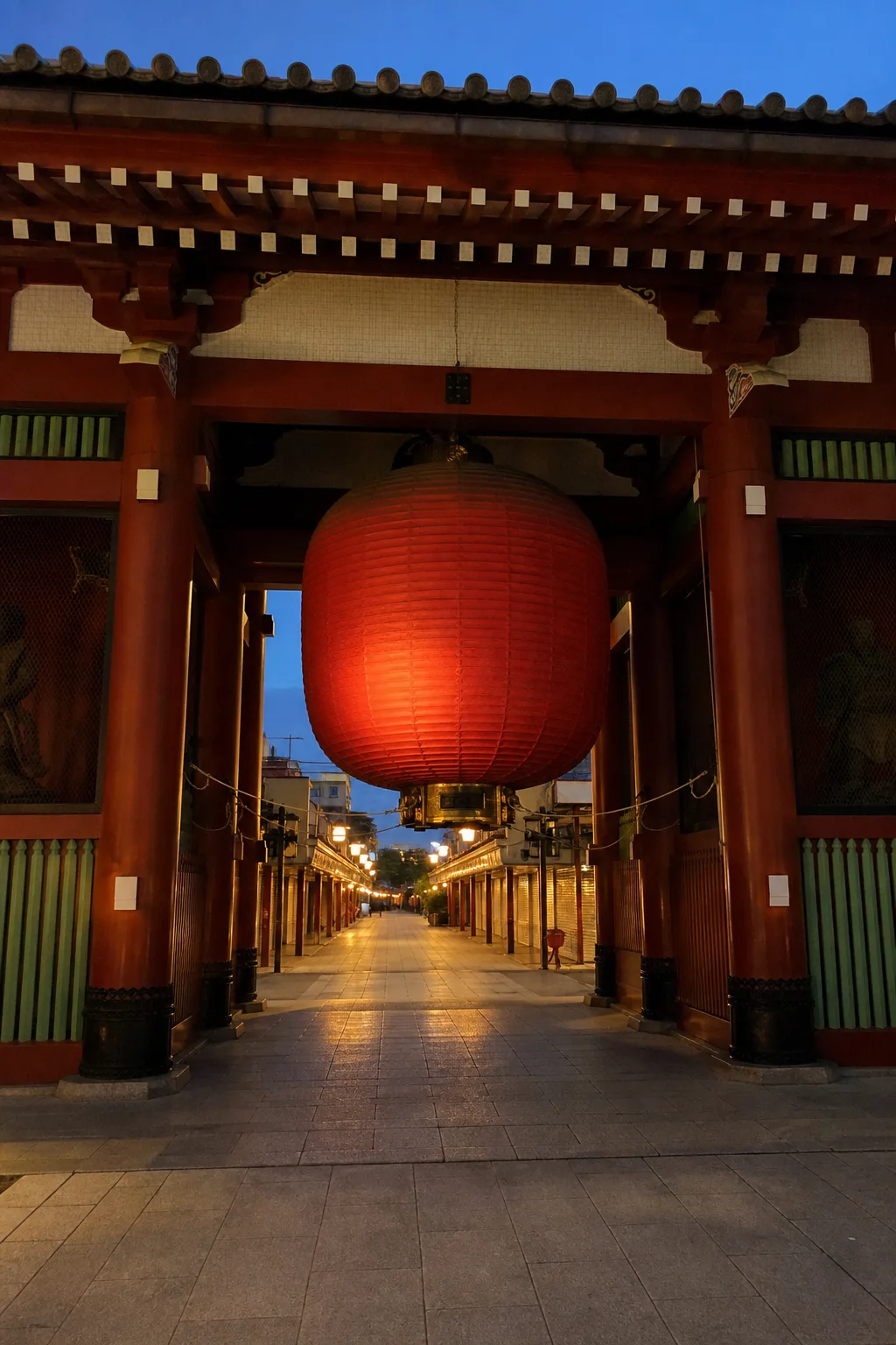 Illustrated Asakusa street near Senso-ji at dusk