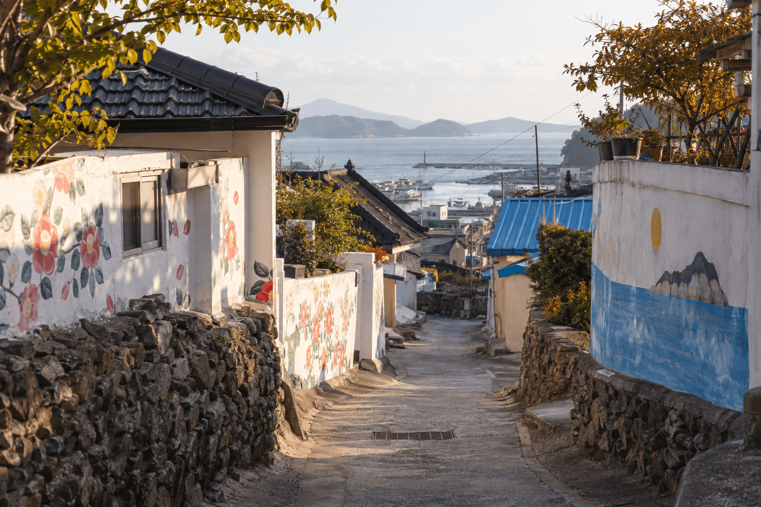 Example scene of the Dongpirang hillside and mural alleys