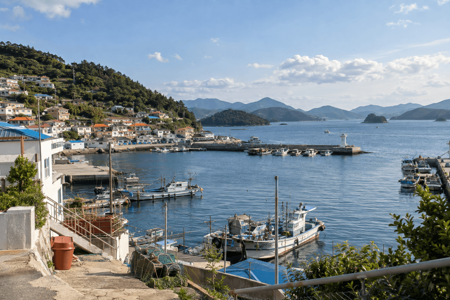 Example seascape of the islands and water of Tongyeong's Hallyeohaesang