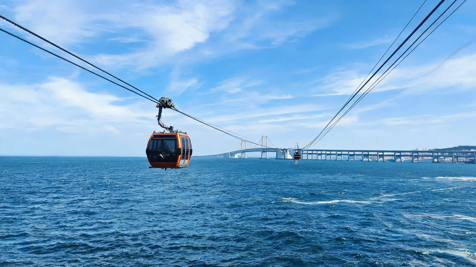 AI-generated travel image representing the cable car between Dolsan and Jasan Park