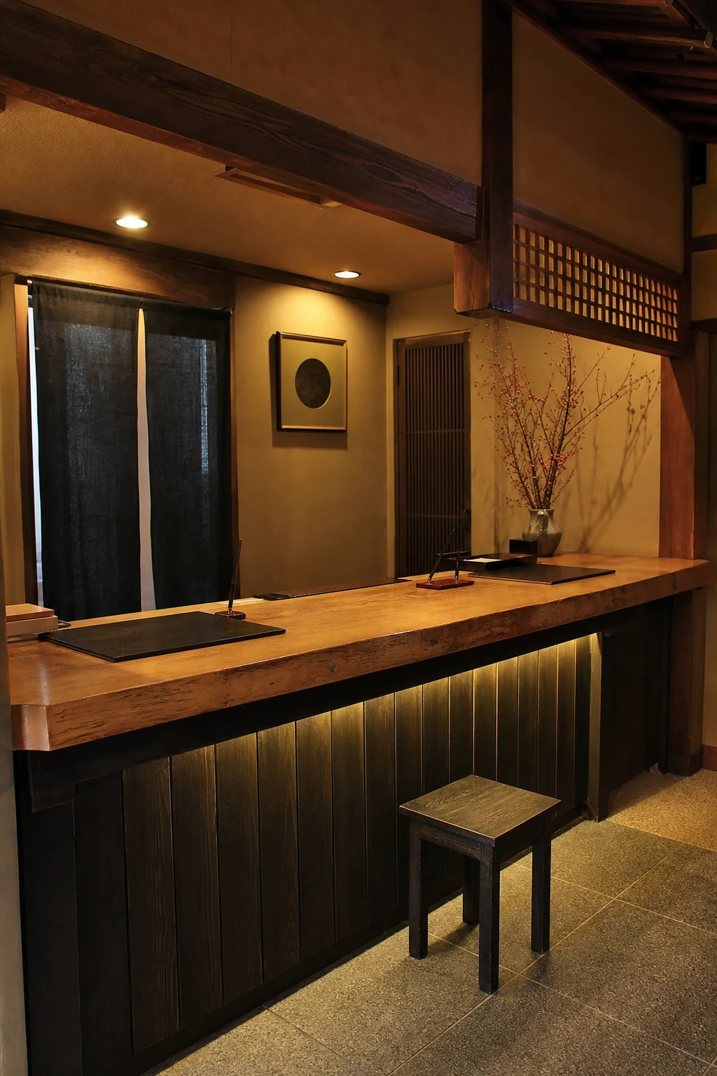 Ryokan reception area, illustrative scene