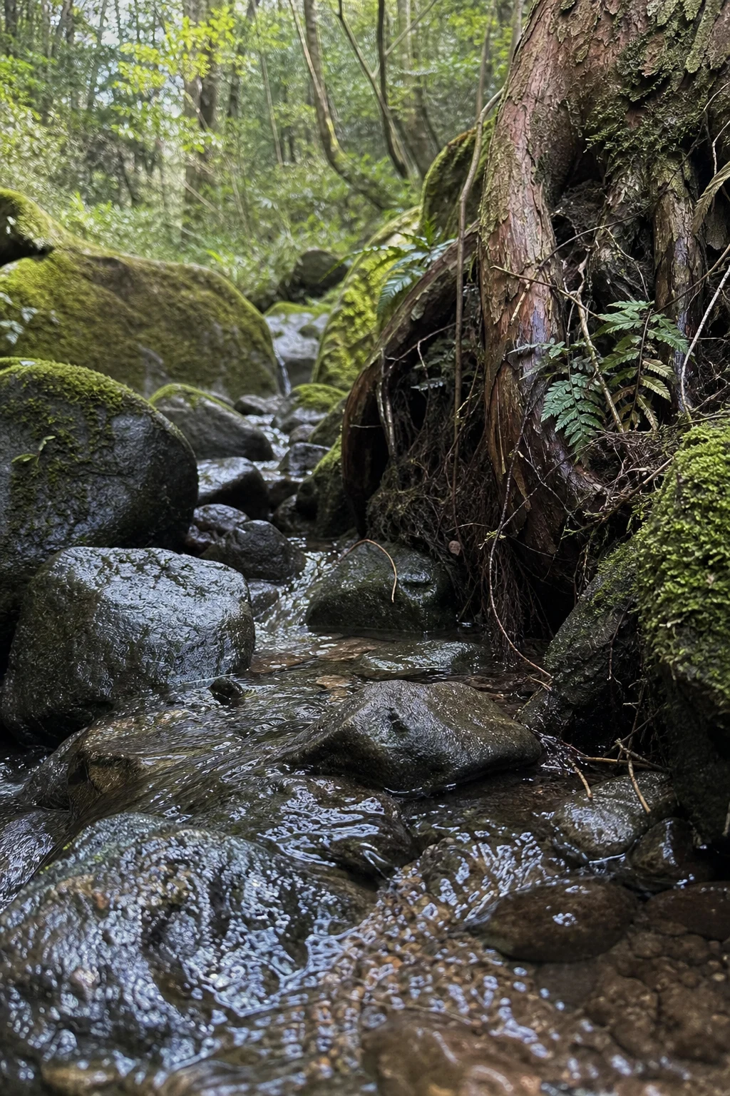 Woodland stream, illustrative scene